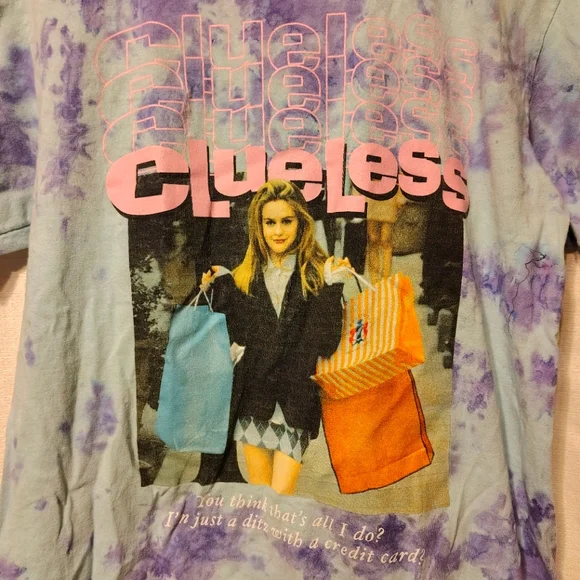 Clueless Graphic Purple/Blue Tie-Dye Tee Medium - Picture 3 of 6